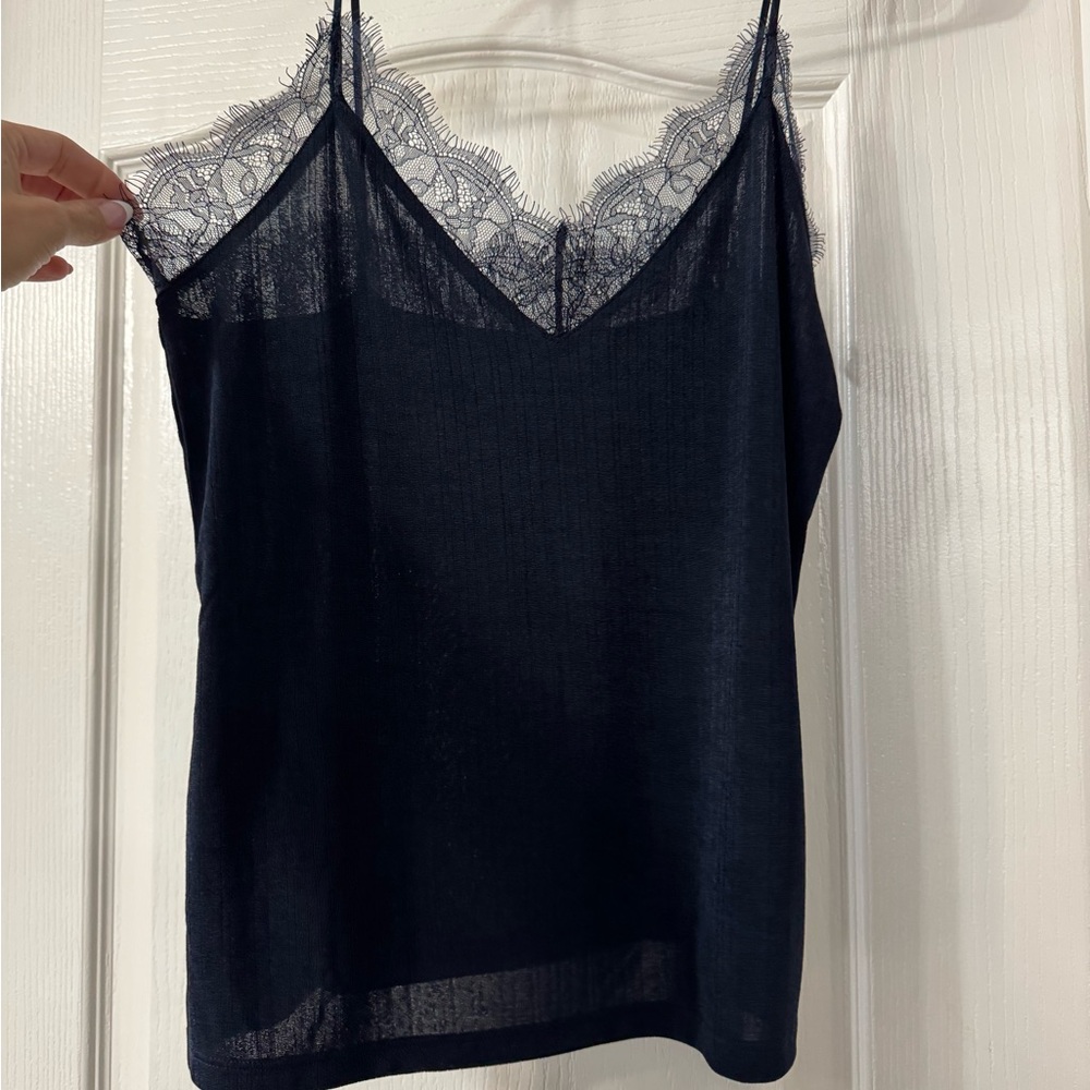 H&M Navy Blue Lace Trim Camisole